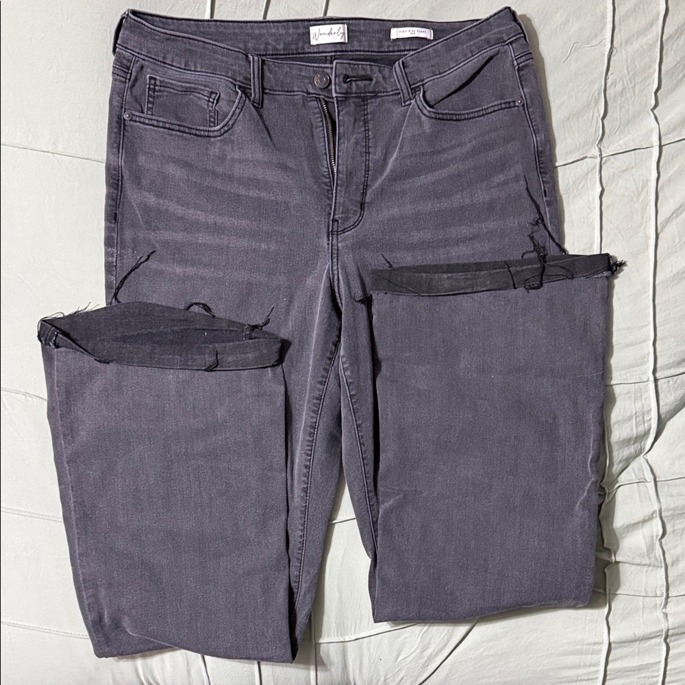 Wonderly Women's Grey/black high-rise Flare Jeans